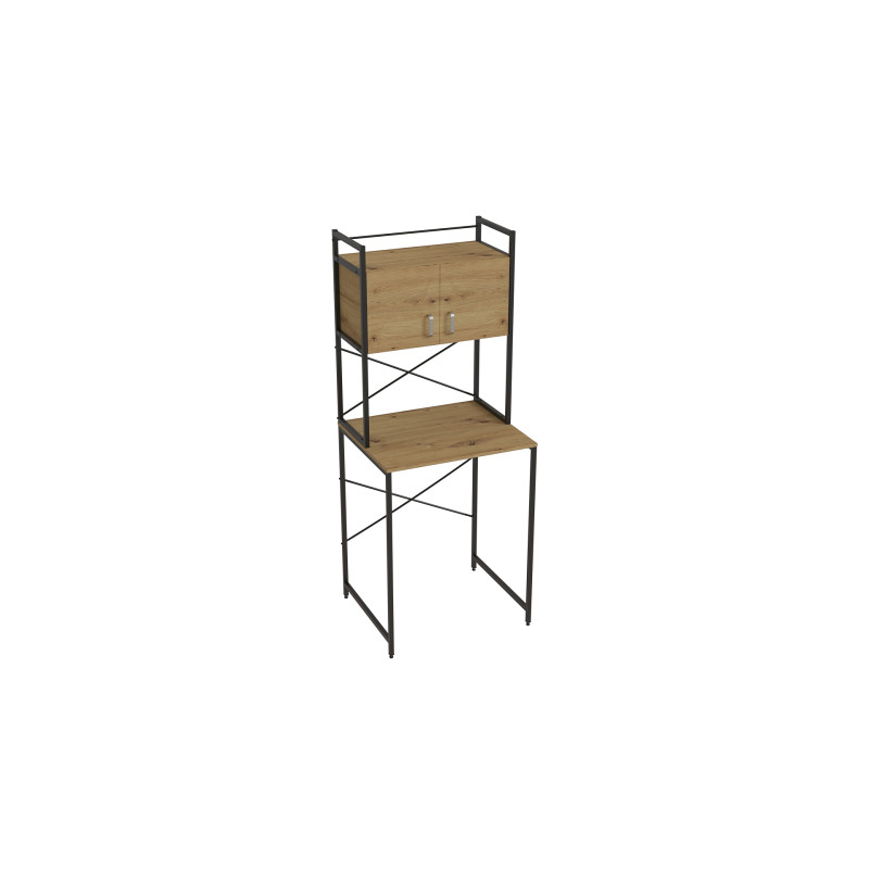 Стеллаж полка Бафрум 404 Ferrum-decor для стиральной машины 178x70,5x60,5 Черный металл ДСП Дуб Артизан 16 мм (FRD-107386)