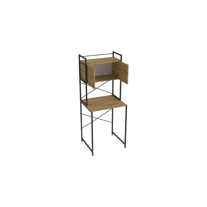 Стеллаж полка Бафрум 404 Ferrum-decor для стиральной машины 178x70,5x60,5 Черный металл ДСП Дуб Артизан 16 мм (FRD-107386)