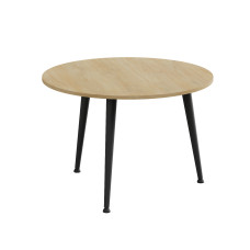 Стол журнальный круглый OPTIMA 1 ноги на конус Ferrum-decor 450x670x670 Черный металл ДСП Дуб Кремона Торро 16 мм (FRD-107536)