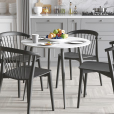 Стол круглый OPTIMA 5 ноги на конус Ferrum-decor 750x900x900 Черный металл ДСП Бетон 16 мм (FRD-107486)