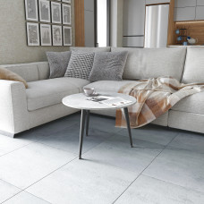 Стол журнальный круглый OPTIMA 1 ноги на конус Ferrum-decor 450x670x670 Черный металл ДСП Бетон 16 мм (FRD-107466)