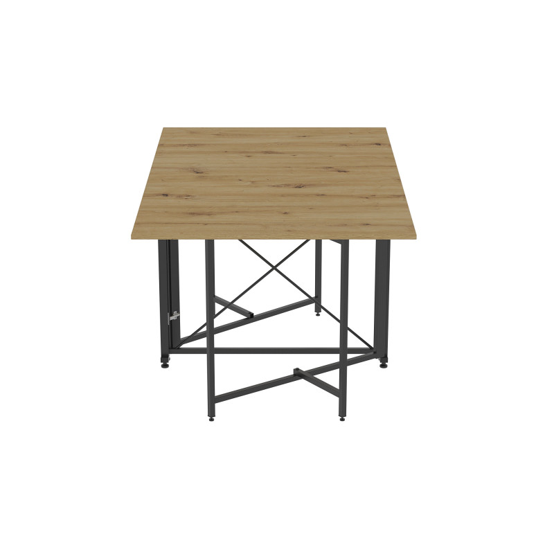 Стол обеденный трансформер книжка Орион Pro Ferrum-decor 75x152x90 Черный металл ДСП Дуб Артизан 16 мм (FRD-107406)