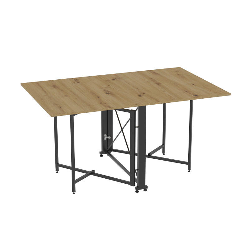 Стол обеденный трансформер книжка Орион Pro Ferrum-decor 75x152x90 Черный металл ДСП Дуб Артизан 16 мм (FRD-107406)
