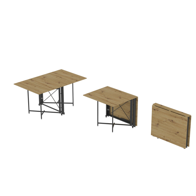 Стол обеденный трансформер книжка Орион Pro Ferrum-decor 75x152x90 Черный металл ДСП Дуб Артизан 16 мм (FRD-107406)