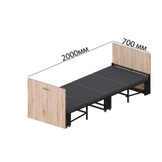 Ліжко трансформер ASCET 1 Ferrum-decor 650x2000x700 Чорний метал ДСП Дуб Сан-Марино 16 мм (FRD-107326)