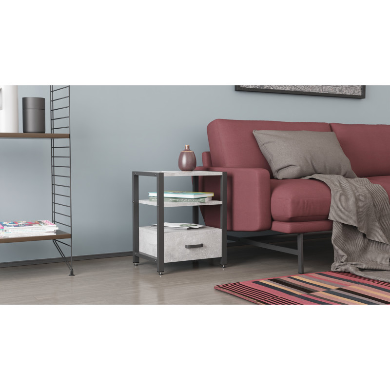 Тумба універсальна Ferrum-decor Вів'єн 1/1 50x41x40 чорний ДСП Бетон 16 мм (FRD-106936) - фото 
