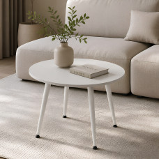 Стол журнальный круглый OPTIMA 2 ноги на конус Ferrum-decor 450x670x670 Белый металл ДСП Белый 16 мм (FRD-107477)