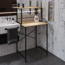 Стеллаж полка Бафрум 402 Ferrum-decor для стиральной машины 133,5x70,5x60,5 Черный металл ДСП Дуб Кремона Торро 16 мм (FRD-107587)