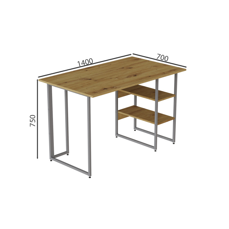 Компьютерный стол Ferrum-decor Кевин 75x140x70 серый ДСП Дуб Артизан 32мм (FRD-107237)