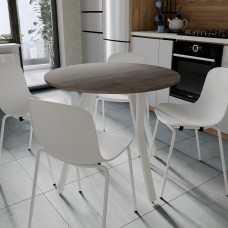 Стол круглый MARSI 4 870-4 ноги на конус Ferrum-decor 750x870x870 Белый металл Дуб Кремона Канолло 16 мм (FRD-107527)