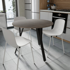 Стол круглый MARSI 3 870-3 Ferrum-decor 750x870x870 Белый металл ДСП Дуб Кремона Канолло 16 мм (FRD-107517)