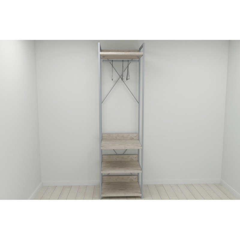 Шкаф Гардероб Уни секция 3 серии Конект Ferrum-decor 220x60x50см Серый металл ДСП Дуб Сан-Марино 32 мм (FRD-106887)