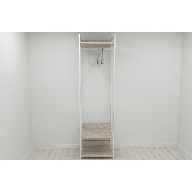 Шафа Гардероб Уні секція 1 серії Конект Ferrum-decor 220x60x50 см Білий метал ДСП Дуб Сан-Марино 32 мм (FRD-106877)