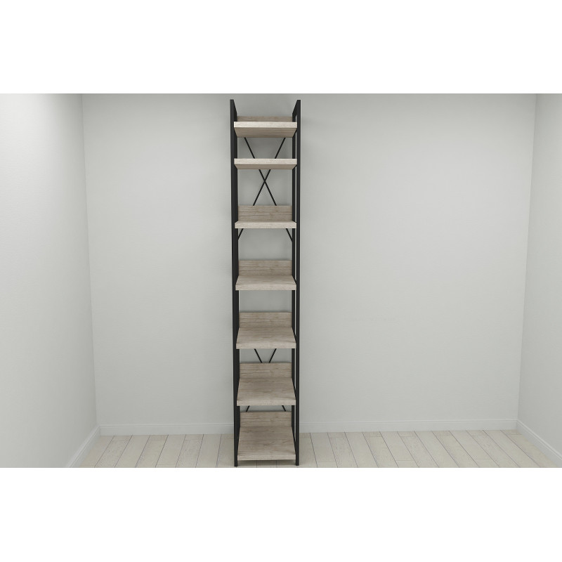 Шафа Гардероб Уні секція 4 серії Конект Ferrum-decor 220x40x50 см Чорний метал ДСП Дуб Сан-Марино 32 мм (FRD-106897)