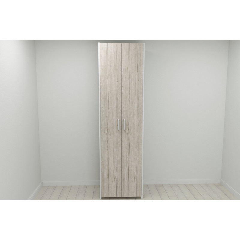 Шафа Гардероб Уні секція 7 серії Конект Ferrum-decor 220x60x50 см Білий метал ДСП Дуб Сан-Марино 16 мм (FRD-106907)