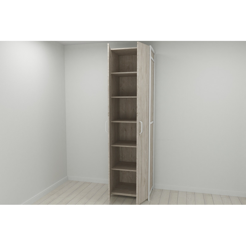 Шафа Гардероб Уні секція 7 серії Конект Ferrum-decor 220x60x50 см Білий метал ДСП Дуб Сан-Марино 16 мм (FRD-106907)