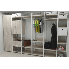 Шафа Гардероб Уні секція 7 серії Конект Ferrum-decor 220x60x50 см Білий метал ДСП Дуб Сан-Марино 16 мм (FRD-106907)