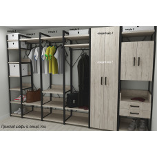 Шафа Гардероб Уні секція 4 серії Конект Ferrum-decor 220x40x50 см Чорний метал ДСП Дуб Сан-Марино 32 мм (FRD-106897)