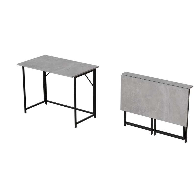 Стіл розкладний Морис 900 Ferrum-decor 750x900x500 Чорний метал ДСП Бетон 16 мм (FRD-107317)