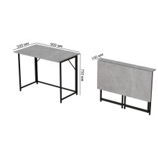 Стіл розкладний Морис 900 Ferrum-decor 750x900x500 Чорний метал ДСП Бетон 16 мм (FRD-107317)