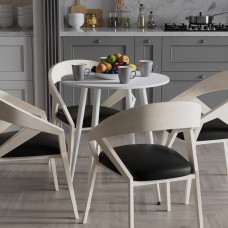 Стол круглый OPTIMA 4 ноги на конус Ferrum-decor 750x670x670 Белый металл ДСП Белый 16 мм (FRD-107457)