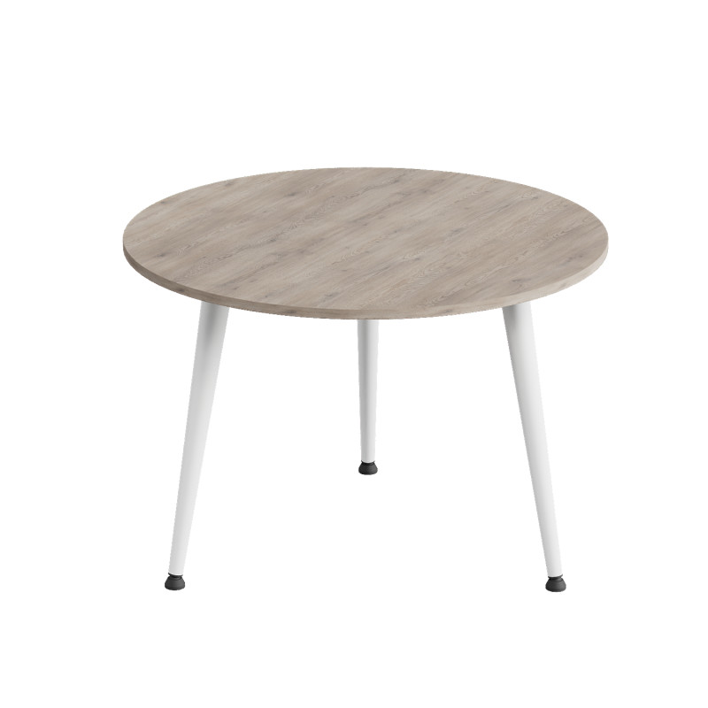 Стол журнальный круглый OPTIMA 1 ноги на конус Ferrum-decor 450x670x670 Белый металл Дуб Кремона Канолло 16 мм (FRD-107537)