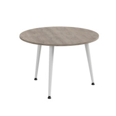 Стол журнальный круглый OPTIMA 1 ноги на конус Ferrum-decor 450x670x670 Белый металл Дуб Кремона Канолло 16 мм (FRD-107537)