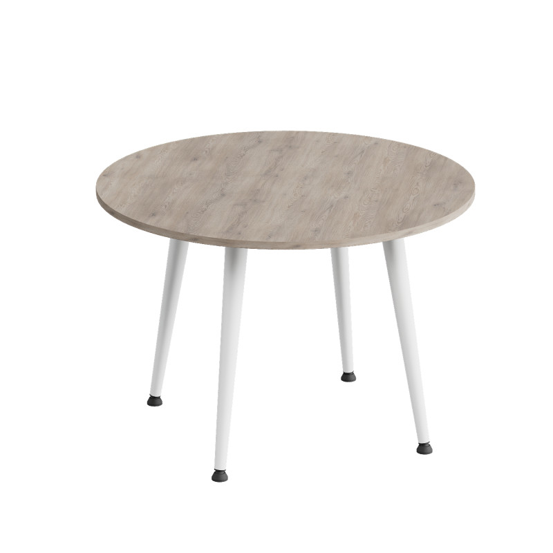 Стол журнальный круглый OPTIMA 2 ноги на конус Ferrum-decor 450x670x670 Белый металл ДСП Дуб Кремона Канолло 16 мм (FRD-107547)