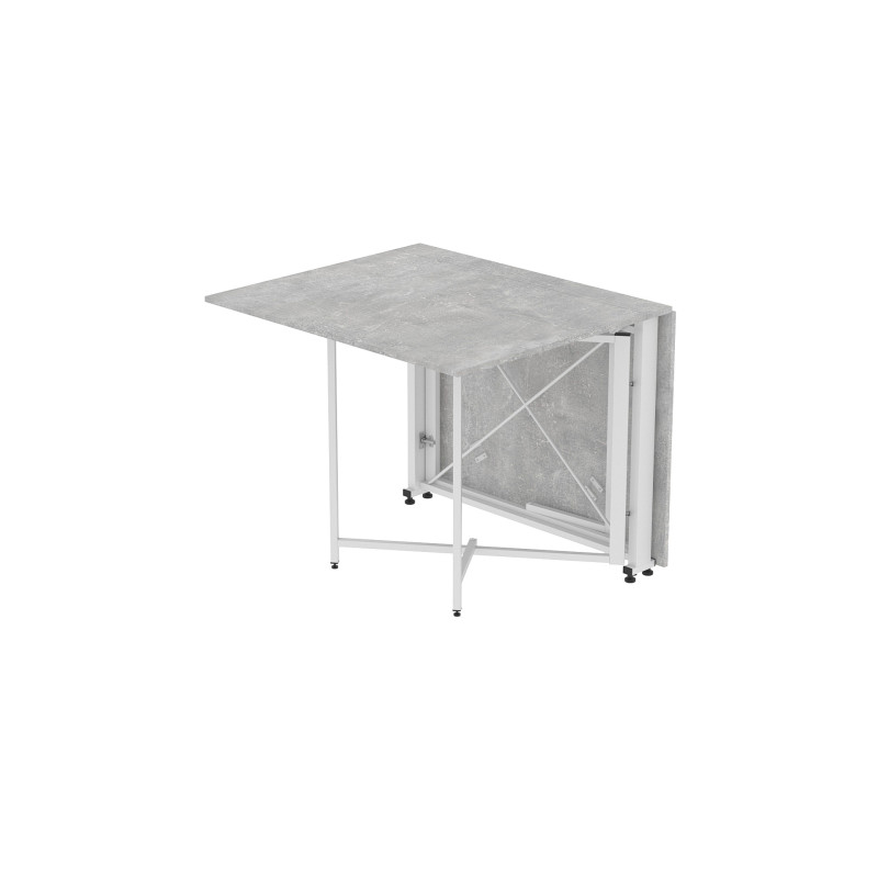 Стол обеденный трансформер книжка Орион Pro Ferrum-decor 75x152x90 Белый металл ДСП Бетон 16 мм (FRD-107407)