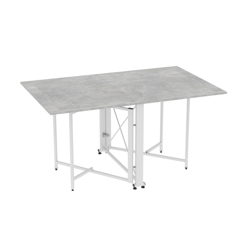 Стол обеденный трансформер книжка Орион Pro Ferrum-decor 75x152x90 Белый металл ДСП Бетон 16 мм (FRD-107407)