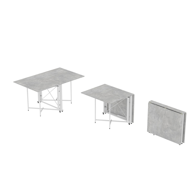 Стол обеденный трансформер книжка Орион Pro Ferrum-decor 75x152x90 Белый металл ДСП Бетон 16 мм (FRD-107407)