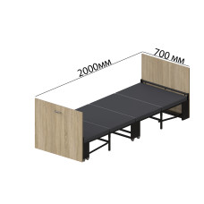 Ліжко трансформер ASCET 1 Ferrum-decor 650x2000x700 Чорний метал ДСП Дуб Сонома 16 мм (FRD-107327)