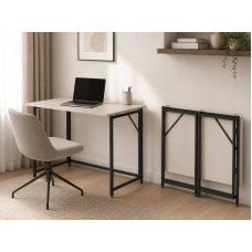 Стіл-трансформер розкладний Слай Ferrum-decor 75x90x50 Чорний метал ДСП Кашемір 16 мм (FRD-107827)