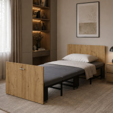 Ліжко трансформер ASCET 1 Ferrum-decor 650x2000x700 Чорний метал ДСП Дуб Артизан 16 мм (FRD-107328)