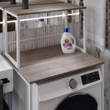 Стеллаж полка Бафрум 402 Ferrum-decor для стиральной машины 133,5x70,5x60,5 Белый металл ДСП Дуб Кремона Канолло 16 мм (FRD-107588)