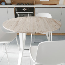 Стол круглый MARSI 3 870-3 Ferrum-decor 750x870x870 Белый металл ДСП Дуб Сан-Марино 16 мм (FRD-107428)