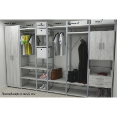 Шафа Гардероб Уні секція 3 серії Конект Ferrum-decor 220x60x50 см Сірий метал ДСП Бетон 32 мм (FRD-106888)