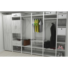 Шафа Гардероб Уні секція 7 серії Конект Ferrum-decor 220x60x50 см Білий метал ДСП Бетон 16 мм (FRD-106908)