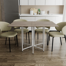 Стол раскладной трансформер книжка Морис 3 Ferrum-decor 75x130x90 Белый металл ДСП Дуб Кремона Канолло 16 мм (FRD-107508)