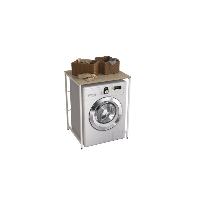 Стеллаж полка Бафрум 401 Ferrum-decor для стиральной машины 90x70,5x60,5 Белый металл ДСП Дуб Сонома 16 мм (FRD-107358)
