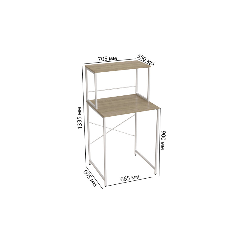 Стеллаж полка Бафрум 402 Ferrum-decor для стиральной машины 133,5x70,5x60,5 Белый металл ДСП Дуб Сонома 16 мм (FRD-107368)