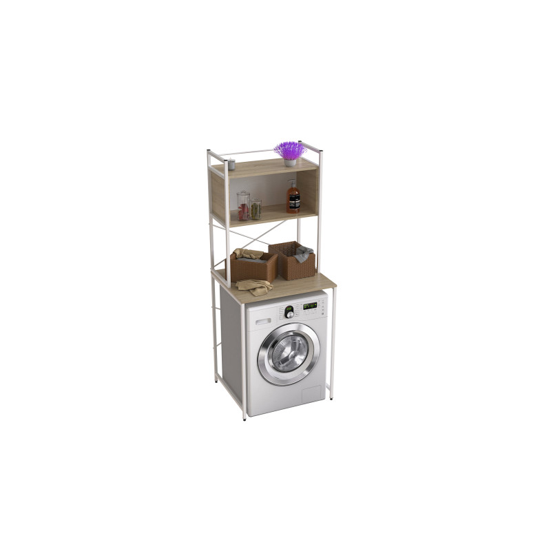 Стеллаж полка Бафрум 403 Ferrum-decor для стиральной машины 178x70,5x60,5 Белый металл ДСП Дуб Сонома 16 мм (FRD-107378)