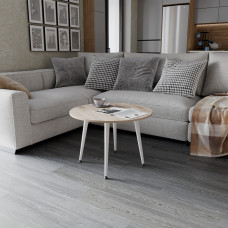 Стол журнальный круглый OPTIMA 2 ноги на конус Ferrum-decor 450x670x670 Белый металл ДСП Дуб Сан-Марино 16 мм (FRD-107478)
