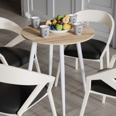 Стол круглый OPTIMA 4 ноги на конус Ferrum-decor 750x670x670 Белый металл ДСП Дуб Сан-Марино 16 мм (FRD-107458)