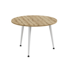 Стол журнальный круглый OPTIMA 1 ноги на конус Ferrum-decor 450x670x670 Белый металл ДСП Дуб Евок Прибрежный 16 мм (FRD-107538)
