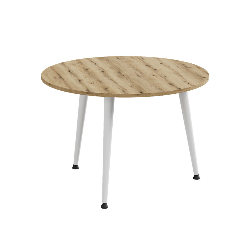 Стол журнальный круглый OPTIMA 1 ноги на конус Ferrum-decor 450x670x670 Белый металл ДСП Дуб Евок Прибрежный 16 мм (FRD-107538) - фото 