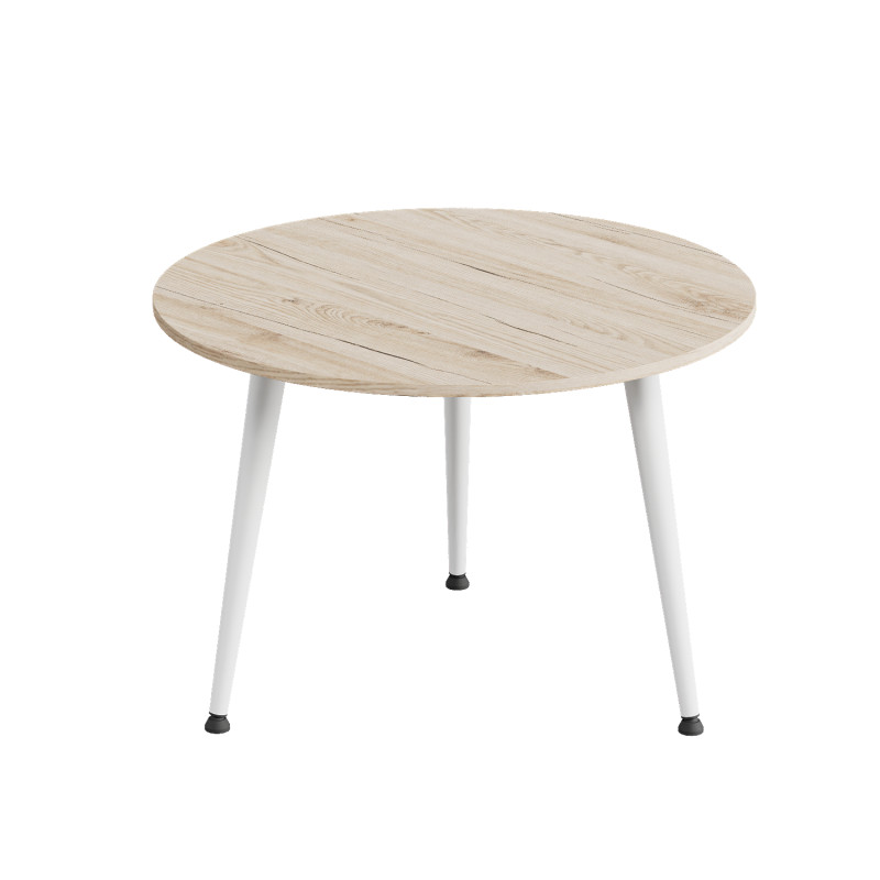 Стол журнальный круглый OPTIMA 1 ноги на конус Ferrum-decor 450x670x670 Белый металл ДСП Дуб Сан-Марино 16 мм (FRD-107468)