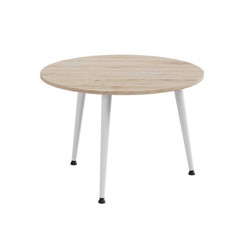 Стол журнальный круглый OPTIMA 1 ноги на конус Ferrum-decor 450x670x670 Белый металл ДСП Дуб Сан-Марино 16 мм (FRD-107468)