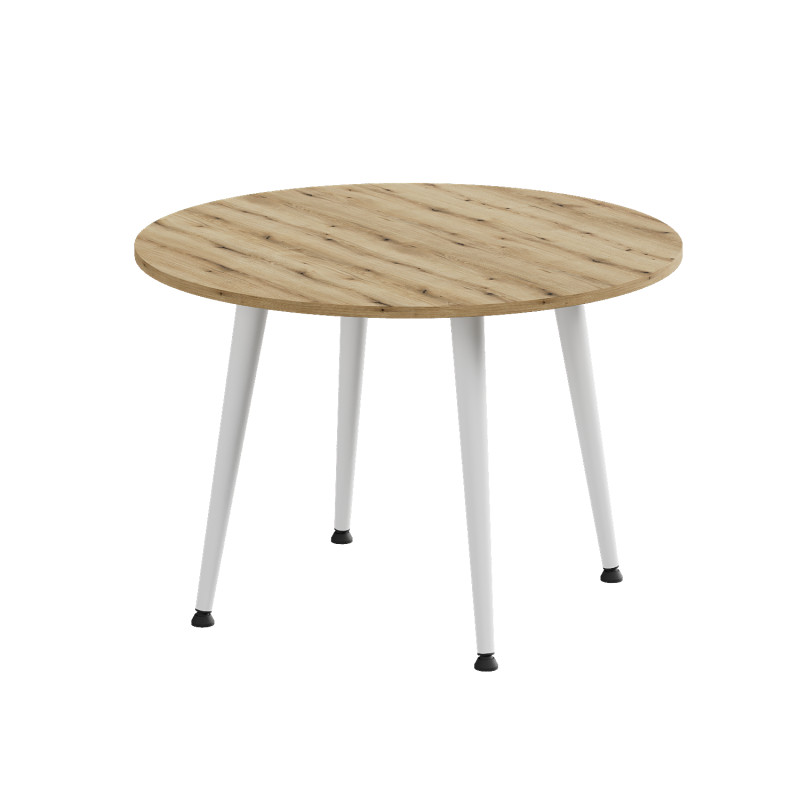 Стол журнальный круглый OPTIMA 2 ноги на конус Ferrum-decor 450x670x670 Белый металл ДСП Дуб Евок Прибрежный 16 мм (FRD-107548) - фото 