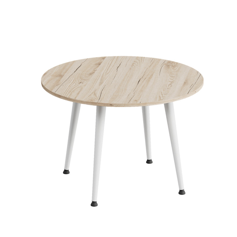 Стол журнальный круглый OPTIMA 2 ноги на конус Ferrum-decor 450x670x670 Белый металл ДСП Дуб Сан-Марино 16 мм (FRD-107478)